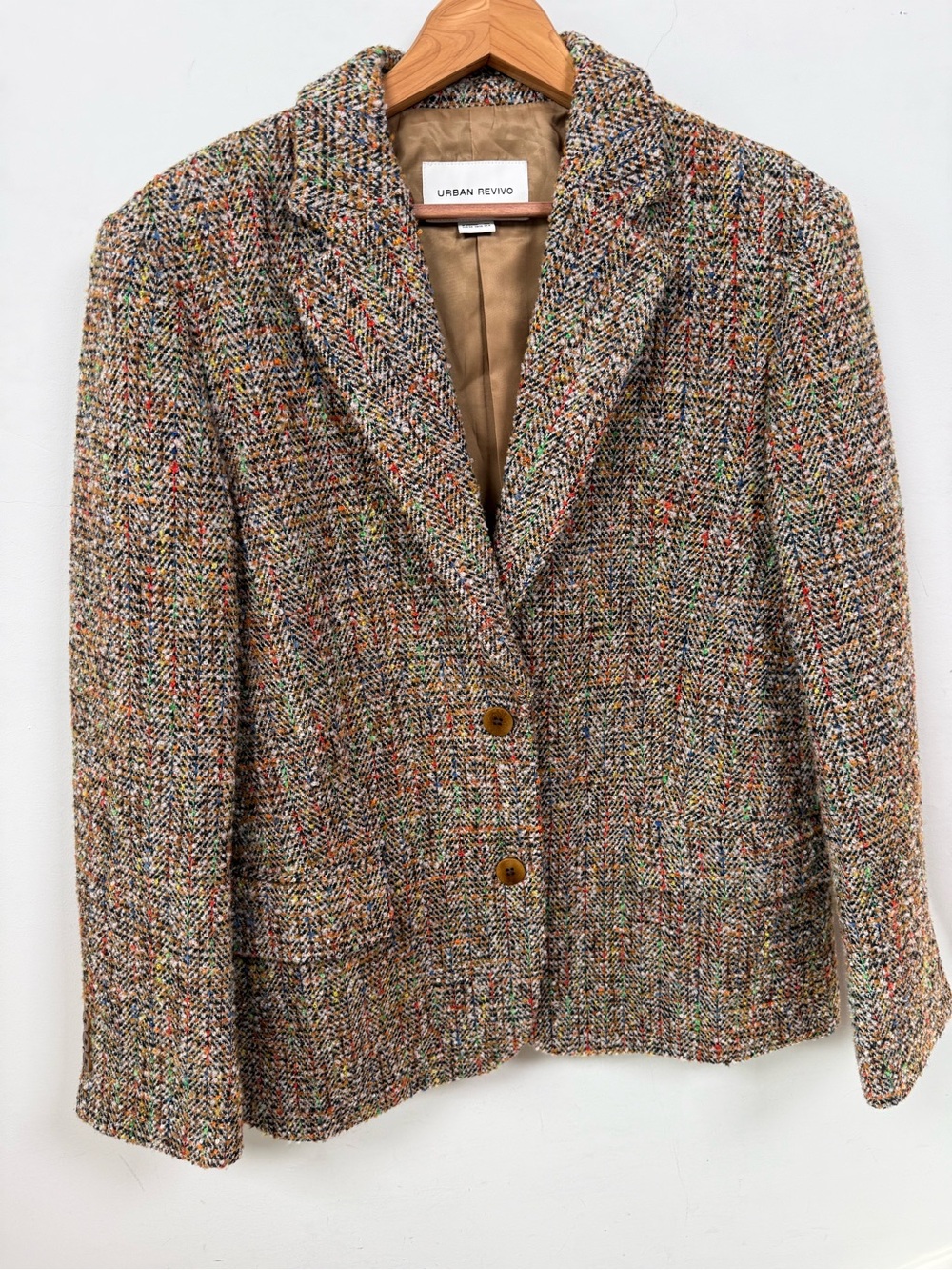 Urban Revivo Multicolored Tweed Herringbone Blazer Jacket US 6